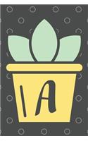 A: Trendy Succulent Monogrammed Initial 120 Paged Lined Journal