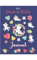 Draw and Create Journal - For Girls - Unicorn Blue - K-2