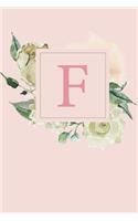 F: Pretty White Roses and Peonies Monogram Sketchbook - 110 Sketchbook Pages (6 x 9) - Floral Watercolor Monogram Sketch Notebook - Personalized Initia