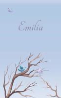 Emilia: Personalized Name Journal/Notebook for Women and Girls - Cute Bird Design with Decorative Writing Pages