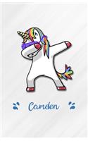 Camden A5 Lined Notebook 110 Pages: Funny Blank Journal For Personalized Dabbing Unicorn Family First Name Middle Last. Unique Student Teacher Scrapbook/ Composition Great For Home Sch