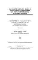 Full committee legislative hearing on energy, veterans entrepreneurship, and the SBA's entrepreneurial development programs