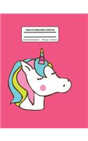 Unicorn Composition Notebook: Hot Pink Unicorn Composition Book, Wide Ruled, Student Teacher School,100 Pages, 7.44x9.69