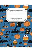 Colorful Halloween Composition Notebook: Wide Ruled, 55 Sheets for School,personal or Office Use