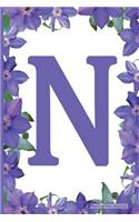 Monogram Journal - Initial N (Purple Flower): 6" x 9", Monogram Initial Lined Journal, Durable Cover,150 Pages For Writing, Notes (Journal, Notebook)