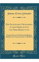 Die Slavischen Ortsnamen in der Oberlausitz und Ihre Bedeutung: Festschrift zum Dreihundertjährigen Jubiläum des Gymnasiums zu Budissin (Classic Reprint)