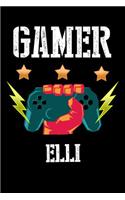 Gamer Elli: Liniertes Notizbuch für deinen Vornamen