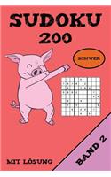 Sudoku 200 Schwer Mit Lösung Band 2: Puzzle Rätsel Heft, 9x9, 2 Rätsel pro Seite