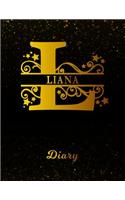 Liana Diary: Letter L Personalized First Name Personal Writing Journal Black Gold Glittery Space Effect Cover Daily Diaries for Journalists & Writers Note Taking