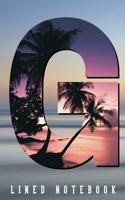 Monogram Letter G Notebook with Beach Sunset Cover