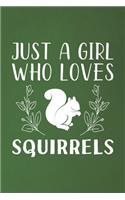 Just A Girl Who Loves Squirrels: Funny Squirrels Lovers Girl Women Gifts Dot Grid Journal Notebook 6x9 120 Pages