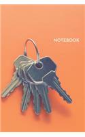 Notebook: Keys Blank Lined Blush Notes Journal 6x9 Inches 100 Pages Orange Background Notebook