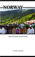 Norway Note Monthly 2020 Planner 12 Month Calendar