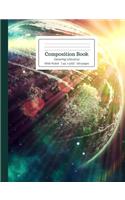 Composition Book Glowing Universe Wide Ruled