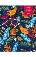 Dot Grid Notes 110 Pages: Vintage Floral Premium Notebook for Professionals and Students, Teachers and Writers - Bright Orange and Blue Bird Pattern