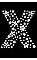 X: Initial Monogram Black Flower Notebook Floral College Rule Lined Writing and Notes Journal for Women and Teens(24 Floral Letter Black Monogram Diary Journals)