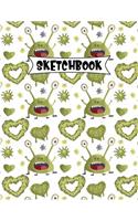 Sketchbook: Sketching, Drawing, Doodling Large Journal For Kids 150 Blank Pages 8.5 x 11 Monster 3