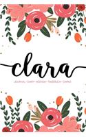 Clara: Journal - Diary - Agenda - Tagebuch - Diario: 150 pages paginas seiten pagine: Modern Florals First Name Notebook in Coral, Pink & Orange on White A