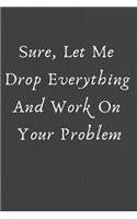 Sure, Let Me Drop Everything and Work On Your Problem.: This is a lined notebook (lined front and back). Simple and elegant. 120 pages, high quality cover and (6 x 9) inches in size.