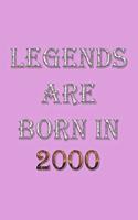 Legends Are Born In 2000 Notebook: Lined Notebook/Journal Gift 120 Pages, 6x9 Soft Cover, Matte Finish, Pink Cover