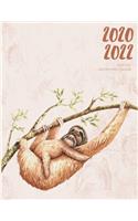 2020-2022 Three 3 Year Planner Watercolor Sloth Cub Monthly Calendar Gratitude Agenda Schedule Organizer