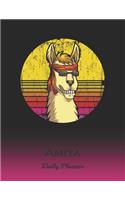 Amiya: Llama Daily Planner - Custom Letter A First Name Personal 1 Year (2020 - 2021) Planning Agenda - January 20 - December 20 - Writing Notebook - Dateb