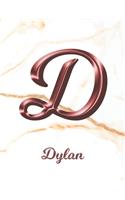 Dylan: 1 Year Weekly Planner with Note Pages (12 Months) - White Marble Rose Gold Pink Effect Letter D - 2020 - 2021 - Week Planning - Monthly Appointment 