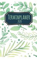 Terminplaner 2020: Jahresplaner von September 2019 bis Dezember 2020 mit Farn Pflanzen Muster Planer mit 174 Seiten in weiß im Format A5 mit glänzendem Soft Cover.