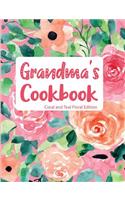 Grandma's Cookbook Coral and Teal Floral Edition