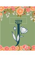 2019 Planner: Monogram Letter J Floral, Weekly Organizer, Monthly Planner, January 2019 Through December 2019 with Holiday