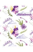 Notebook: Lovely watercolor pattern of unicorn: Journal Dot-Grid, Graph, Lined, Blank No Lined: Book: Pocket Notebook Journal Diary, 120 pages, 8" x 10" (Blan