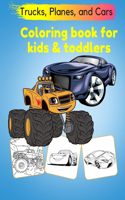 Trucks, Planes, and Cars Coloring Book for kids toddlers