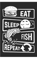 Eat Sleep Fish Repeat: Blank Dot Grid Notebook for People who like Humor Sarcasm