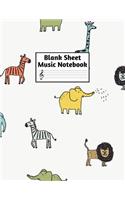 Blank Sheet Music Notebook: Easy Blank Staff Manuscript Book Large 8.5 X 11 Inches Musician Paper Wide 12 Staves Per Page for Piano, Flute, Violin, Guitar, Trumpet, Drums, Cell
