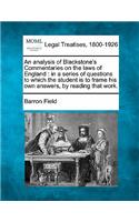 Analysis of Blackstone's Commentaries on the Laws of England