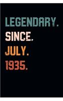 Blank Lined Journal, Notebook, Diary, Planner - Legendary Since July 1935 - 84th Birthday Gift For 84 Years Old Men and Women born in July: Medium College-Ruled Journey Diary, 110 page, Lined, 6x9 (15.2 x 22.9 cm)