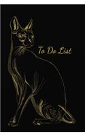 To Do List: Black Gold Cat - Weekly Work Task Checklist - Daily Task Planner - To Do List Notebook - Agenda Notepad For Men, Women, Students & Kids