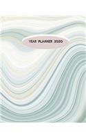 Year Planner 2020: Calendar Planner with 12 Month for Organizer Agenda & Diary, Inspirational Quotes, Schedule, Notebook Journal, and Business: Green Marble Texture Th