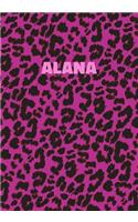 Alana Notebook: Personalized Pink Leopard Print Notebook (Animal Skin Pattern). College Ruled (Lined) Journal for Notes, Diary, Journaling. Wild Cat Theme Design wi