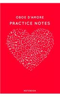 Oboe d'amore Practice Notes: Red Heart Shaped Musical Notes Dancing Notebook for Serious Dance Lovers - 6"x9" 100 Pages Journal(331 Instrument Book)
