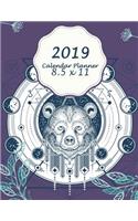 2019 Calendar Planner 8.5 X 11: Bear and Moon Calendar, Daily Weekly and Monthly, Yearly Calendar Planner, Daily Weekly Monthly Planner, Organizer, Agenda and Calendar 242 Pages 8.