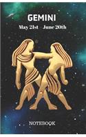 Gemini May 21st to June 20th Notebook: Gemini Notebook Composition Journal Book(5 Starsign Notebook)