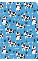 Journal Notebook Dogs and Bones Pattern On Blue: 110 Page Plain Blank Journal For Drawing, Writing, Doodling In Portable 6 x 9 Size(1 My Favorite Plain Journal)