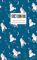 Sketcbook: Cute Unicorn Kawaii Sketch Book for Girls, Kids, Teens, Women (Perfect for Sketching, Drawing, Doodling, Journal, Note Pad, Birthday Party Favors)