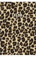 Flor: Personalized Notebook - Leopard Print (Animal Pattern). Blank College Ruled (Lined) Journal for Notes, Journaling, Diary Writing. Wildlife Theme Des