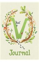 Cute Woodland Critter Journal with Initial: Cute Woodland Raccoon Journal Initial 'v'