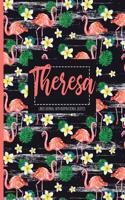Theresa: Black Personalized Lined Journal with Inspirational Quotes