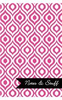 Notes & Stuff Lined Notebook With Fuchsia Ikat Pattern Cover