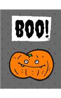 Boo!: Halloween Notebook, Journal, Diary / 100 Pages College Ruled, Gray(Halloween Notebooks)