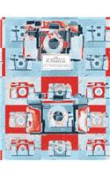 Lined Journal (Diary, Notebook): 8.5 X 11 Wide Rule Notebook, Blue and Red Retro 90's Spraypaint Cameras Softcover